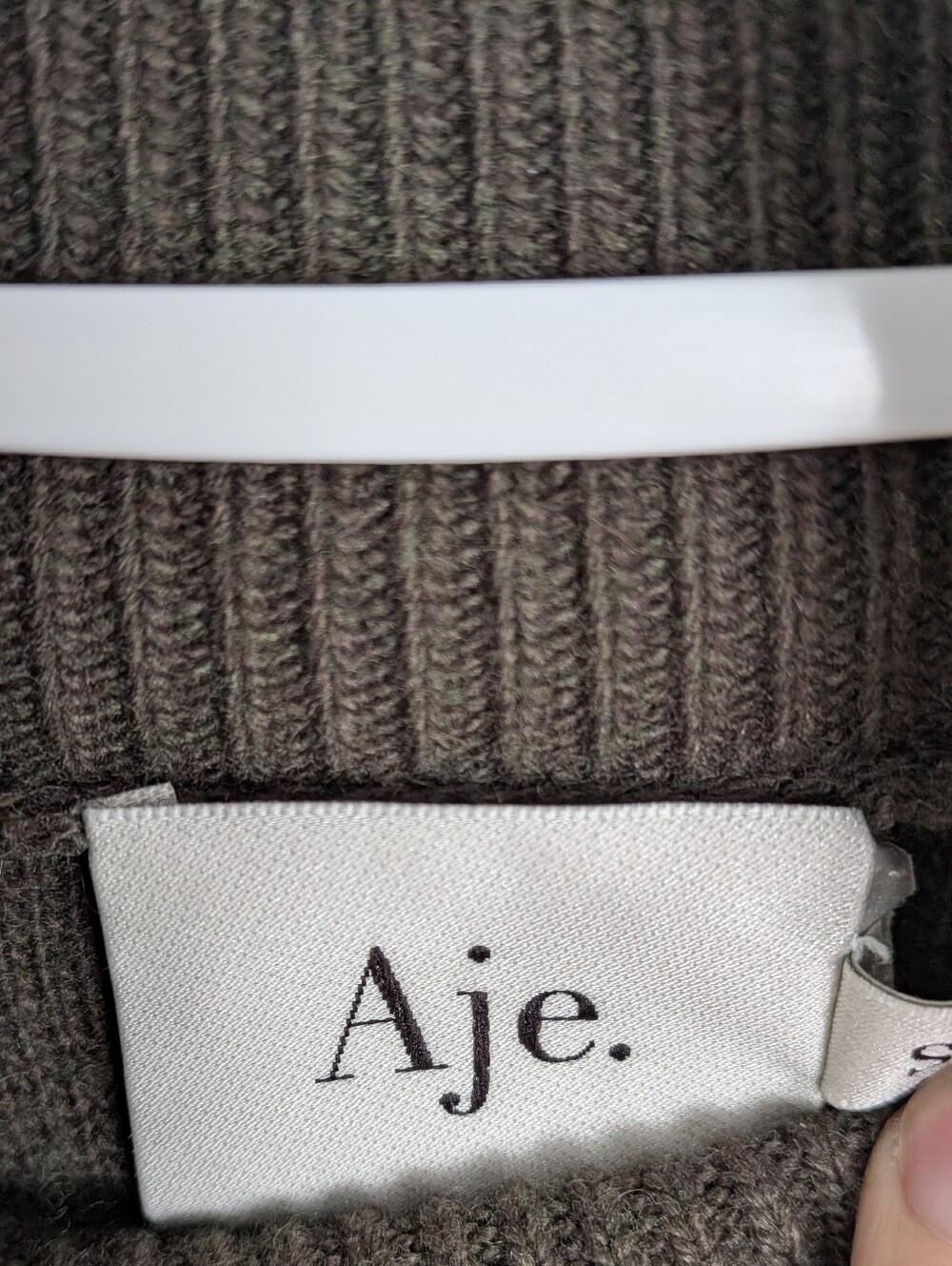 Aje Rennie Logo Funnel Neck Knit Jumper sweater dark green small - Picture 2 of 10
